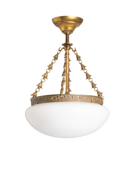 1930s pendant lamp, white glass bowl