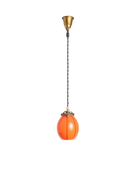 Vintage hanglamp, klein oranje kapje aan snoer