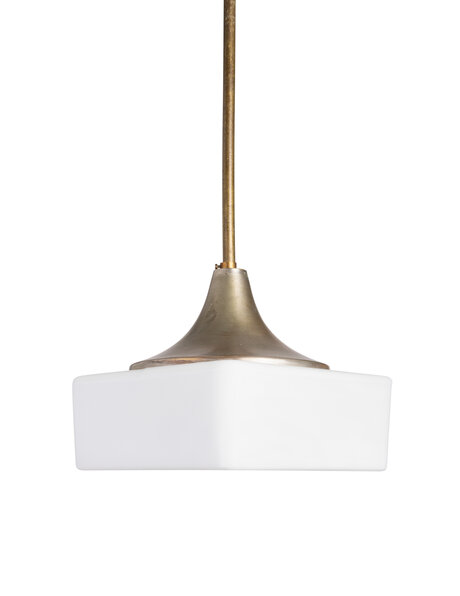 Old hanging lamp, square white glass