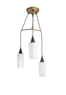 Vintage Design Hanglamp, Cascade, Wit Glas, Jaren 50