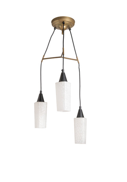 Vintage Design Pendant Lamp, Cascade, White Glass, 1950s