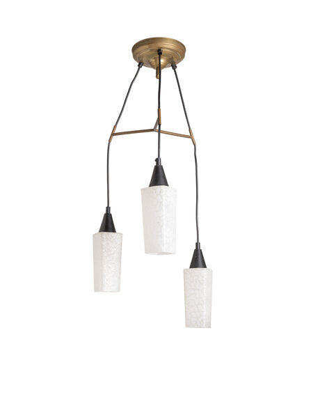 Vintage pendant lamp, 3 white glass shades