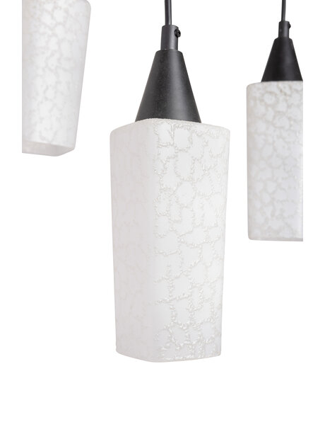 Vintage pendant lamp, 3 white glass shades