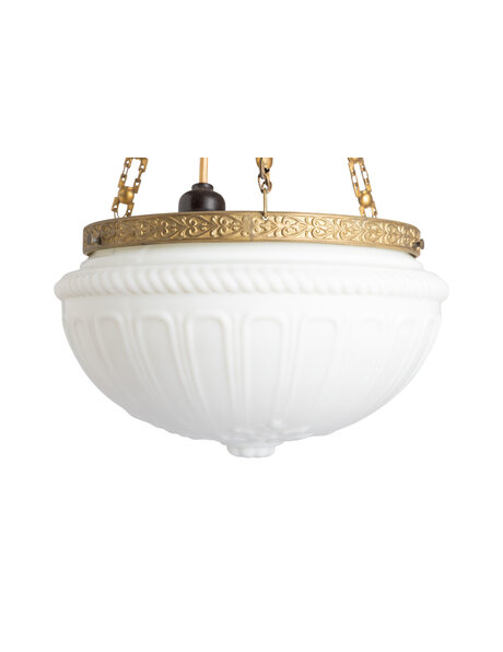 Classic pendant lamp, white bowl on chain