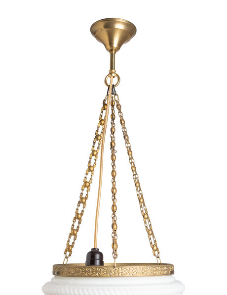 Klassieke hanglamp, witte schaal aan ketting