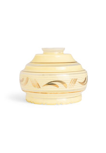 Decorated Glass Lampshade Yellow with Gold, 1940s