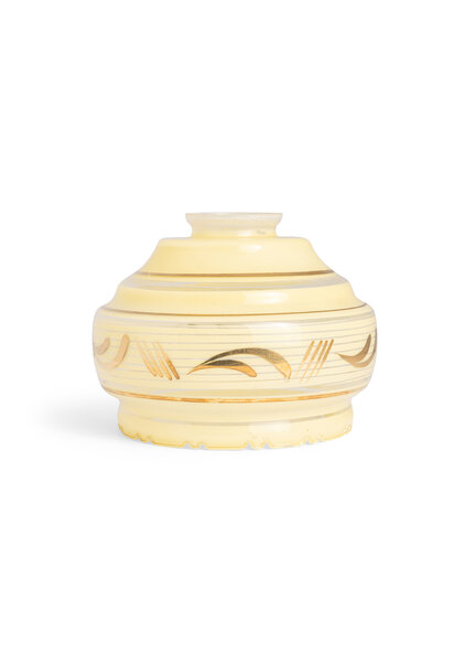 Gedecoreerd Glazen Lampenkapje Geel met Goud, Jaren 40