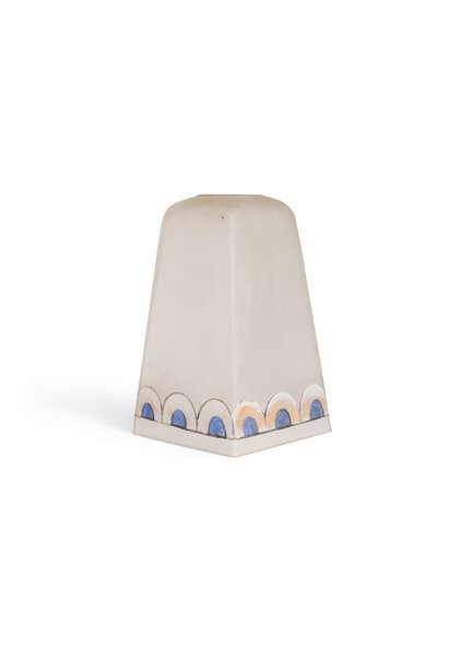 Antique Lampshade, Square, Frosted Glass with Decorative Edge, 1930s