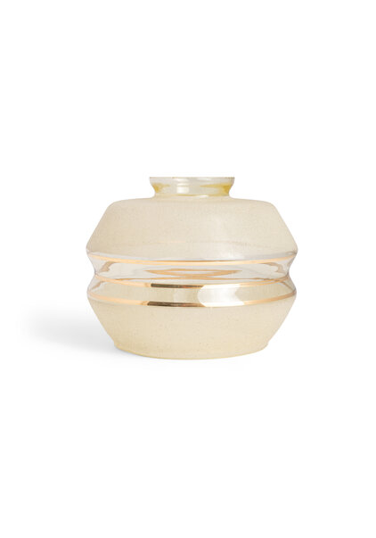 Vintage Lampshade, Light Brown with Gold-Colored Stripes, 1940s