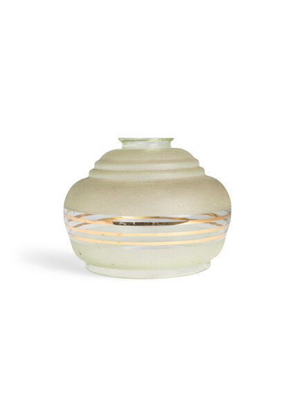 Retro Lampenkap, Groen Glas met Goud, Jaren 40