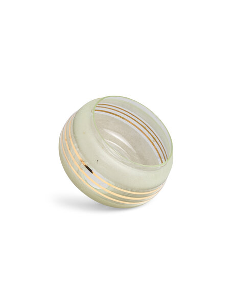 Glazen lampenkap, groenig glas, goudkleurige bies