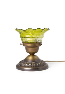 Small Classic Table Lamp, Green Glass, 1940s