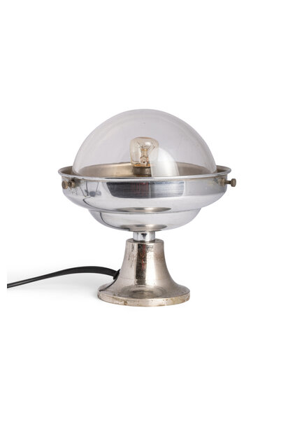 Small Industrial Table Lamp with Clear Glass, 1940s