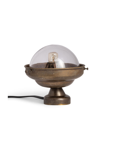 Small table lamp, brown brass and clear glass