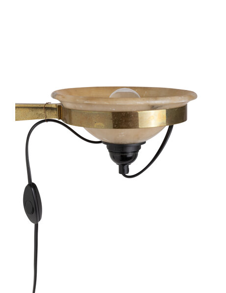 Alabaster wall lamp in brass frame