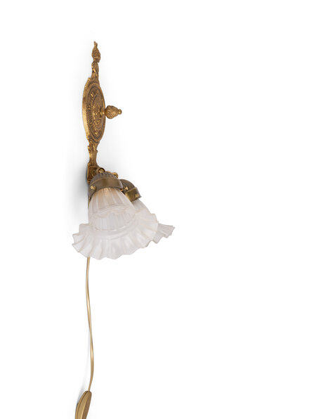 Classic wall lamp, brass and frosted glass, 1940s