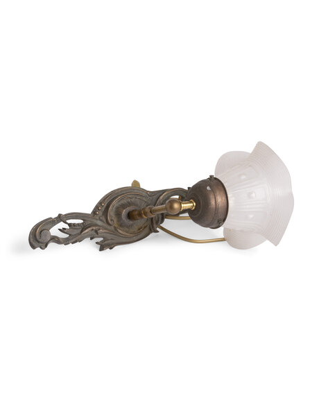 Antique wall lamp, brown brass, 1940s