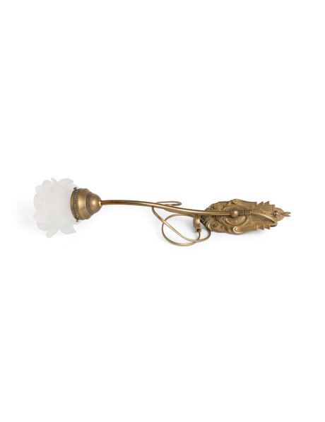 Elegant wall lamp, brass stem with rose
