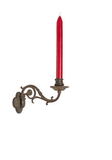 Bruin Messing Kandelaar, Wand, voor een Kaars,  Jaren 30