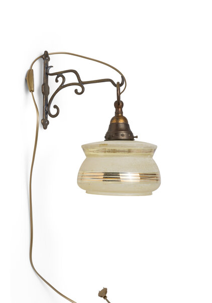 Classic Wall Lamp with Brownish Brass Curl, 1940s
