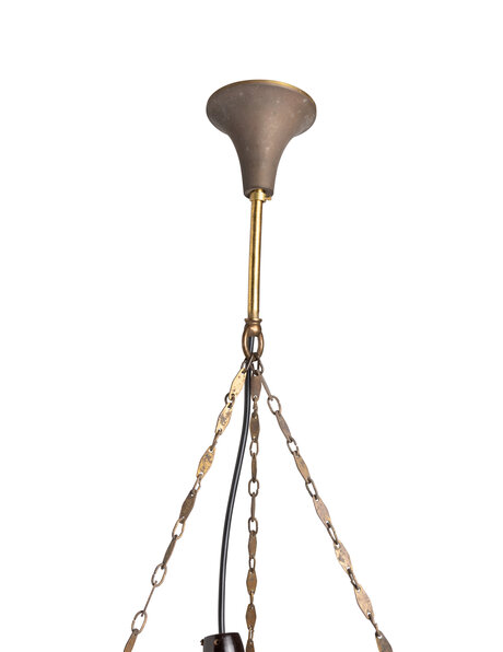 Art Deco pendant lamp, pink bowl with roses