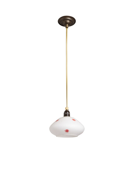 Sterretje hanglamp, wit glas