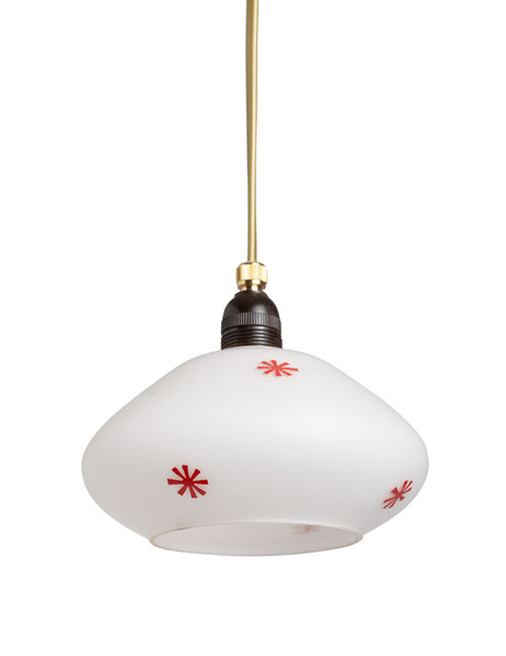 Sterretje hanglamp, wit glas