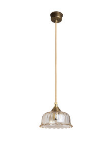 Small Hanging Lamp, Brown Clear Glass