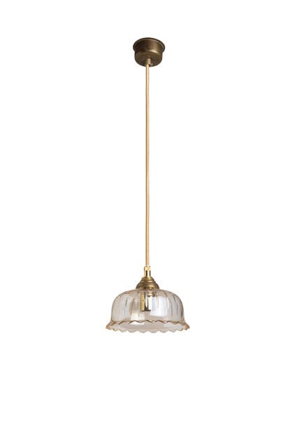 Small Hanging Lamp, Brown Clear Glass