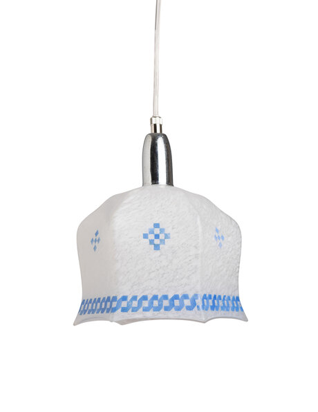 Hanging lamp vintage, clouded glass shade