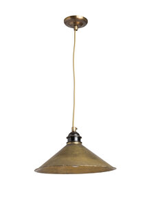 Industrial Pendant Lamp, Gold-Brown Brass Shade on Cord