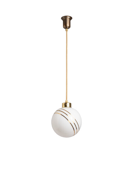 Nice retro hanging lamp, gold-colored stripes