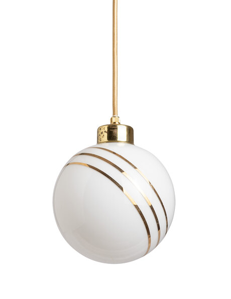 Nice retro hanging lamp, gold-colored stripes