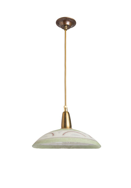 Vintage Hanglampje, Mat Groen Glas, Jaren 40-50