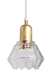 Vintage Hanglamp, Hoekig Helder Glas, Jaren 40