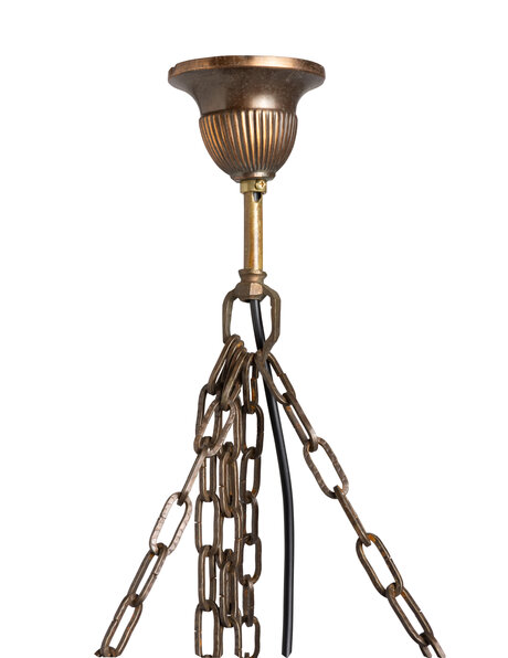 Art Deco hanglamp, blauw schaal met rozen