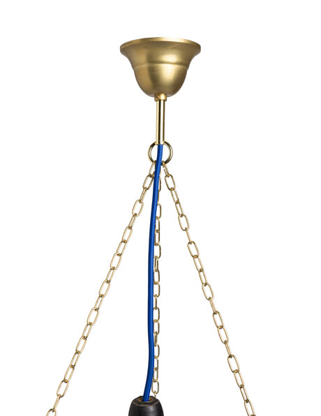 Hanglamp, blauwe schaal, bladeren