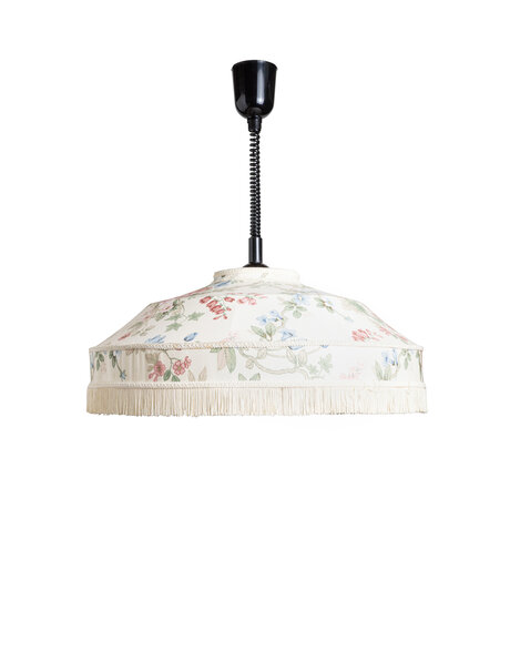 Vintage hanglamp,  grote stoffen lampenkap