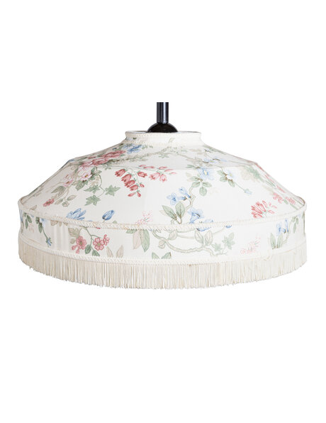 Vintage pendant lamp, large fabric lampshade