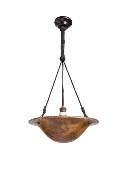 Alabaster Pendant Lamp, Bowl on Rope, 1930s