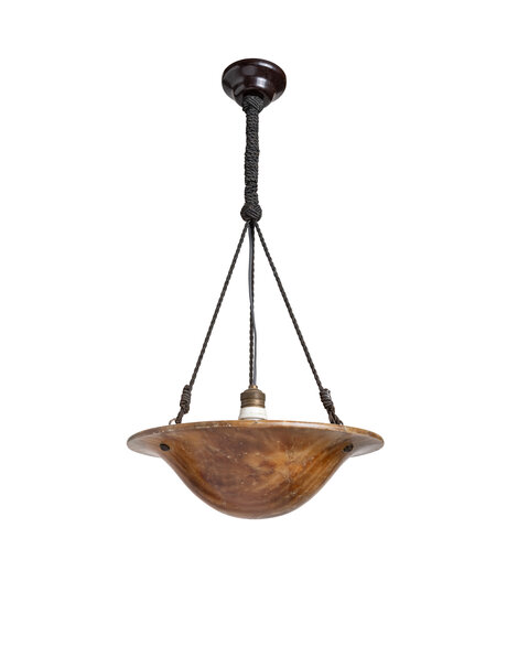 Albasten hanglamp, schaal aan touw