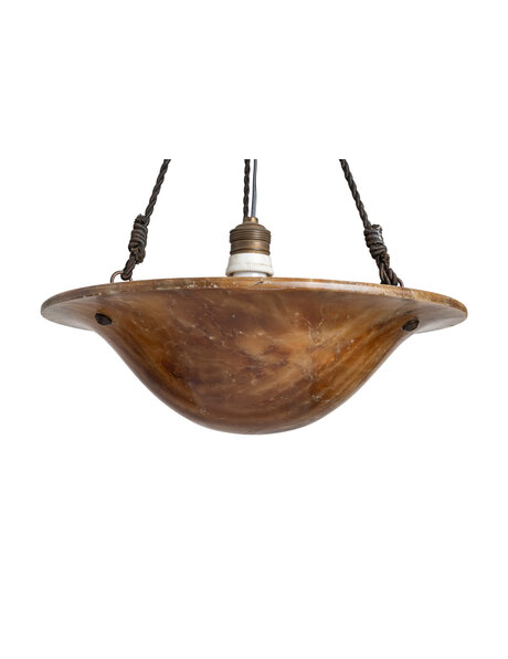 Albasten hanglamp, schaal aan touw