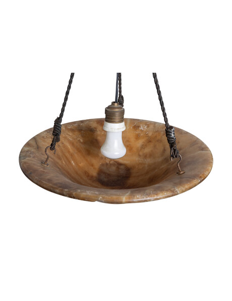Alabaster pendant lamp, bowl on rope
