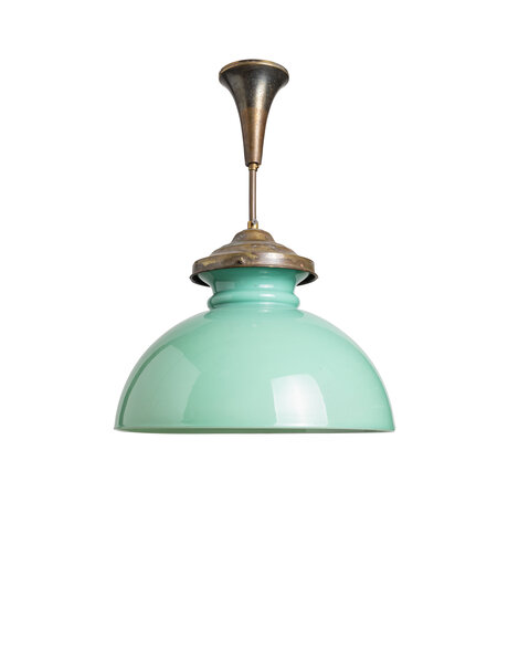 Old hanging lamp, green glass
