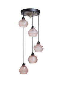 Old Hanging Lamp, Pink Cascade, Glass Mobile, 1940s