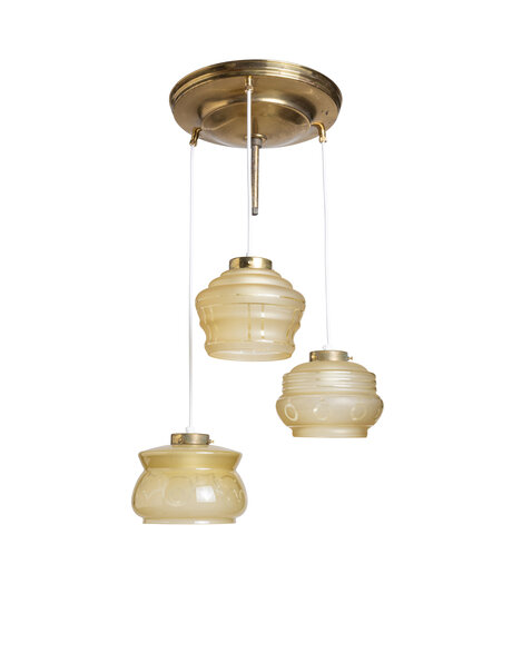 Cascade hanglamp, 3 glazen kappen