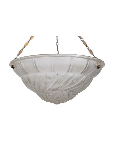 Art Deco pendant lamp, frosted glass bowl, French