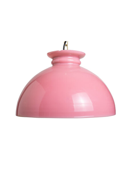 Pink glass pendant lamp on chain