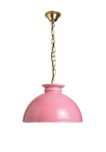 Roze Vintage Hanglamp, Grote Glazen Kap