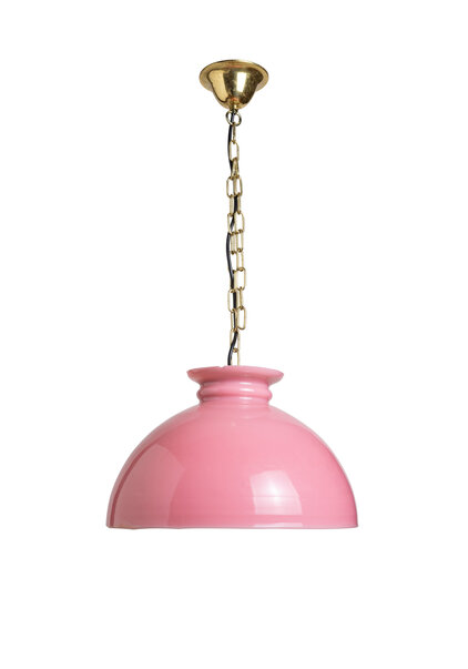 Roze Vintage Hanglamp, Grote Glazen Kap